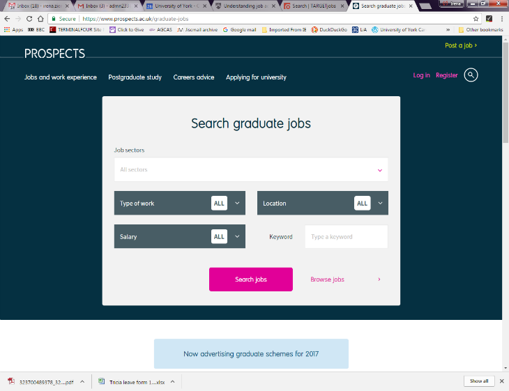Prospects job search page